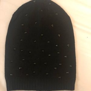 Kate Spade Black Beanie with Rhinestones